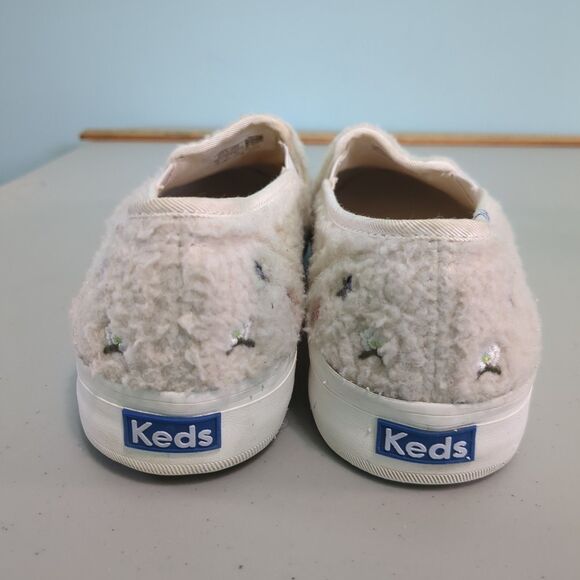 Keds Double Decker Embroidered Faux Shearling Women's 9.5 slip on sneakers - Picture 3 of 5